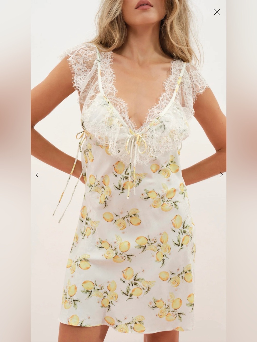 For Love & Lemons x Free People Audrey Mini Slip Dress XS Coquette Whimsy New